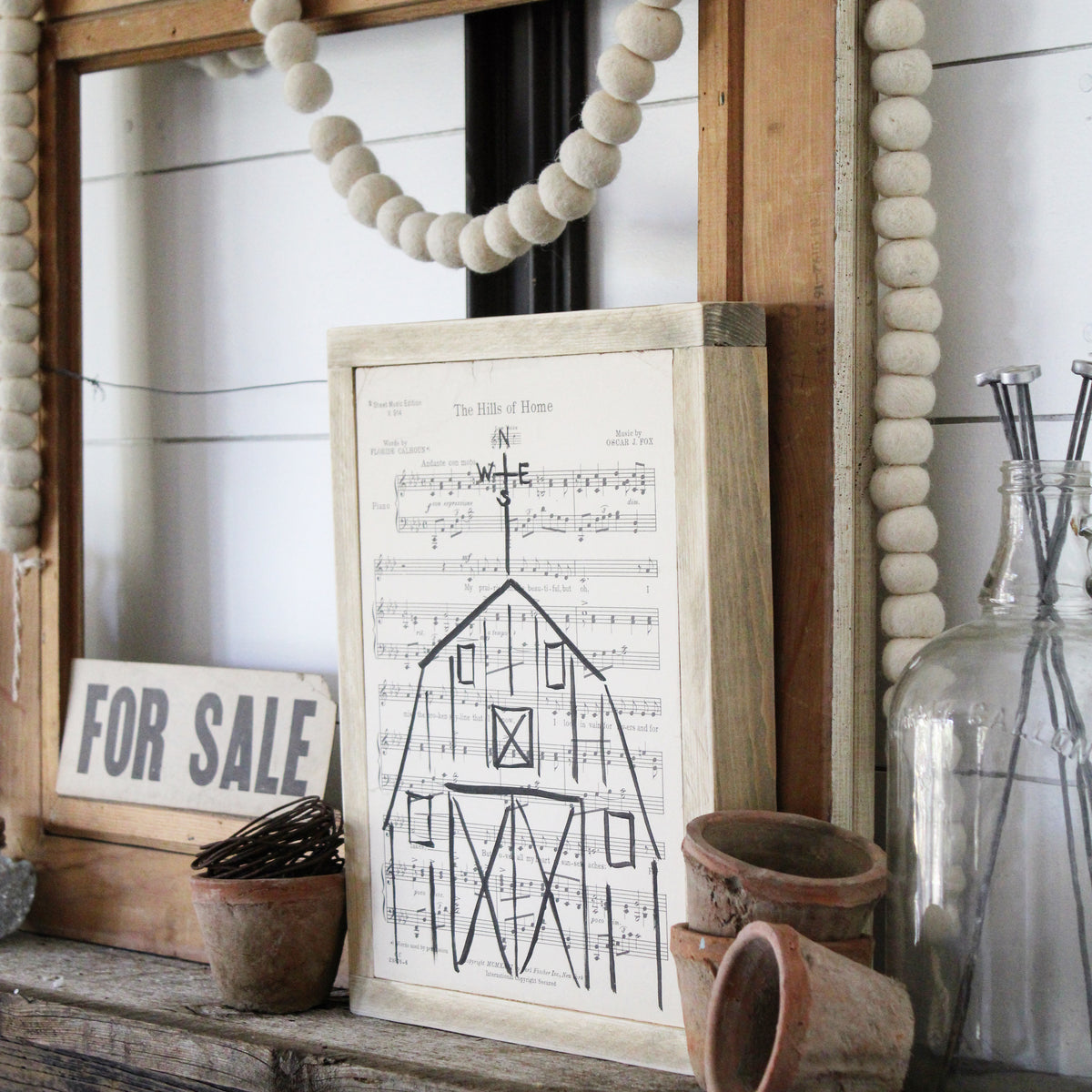 Vintage hymnal page sign hand painted rustic farmhouse home decor 