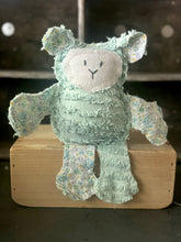 Load image into Gallery viewer, Vintage Sage Green Stripe Chenille and Floral Lamb