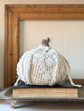 Load image into Gallery viewer, Vintage Lace and Driftwood Pumpkin