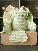 Load image into Gallery viewer, Vintage Light Sage Green Chenille and Floral Bunny