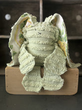 Load image into Gallery viewer, Vintage Light Sage Green Chenille and Floral Bunny