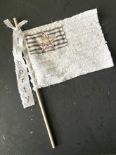 Load image into Gallery viewer, Vintage Chenille American Flag with Blue Ticking Stripe-FREEDOM, AMERICA, LIBERTY