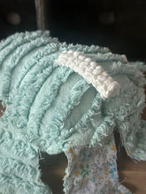 Load image into Gallery viewer, Vintage Sage Green Stripe Chenille and Floral Lamb