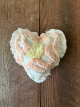 Load image into Gallery viewer, Vintage White and Pink Floral Chenille heart