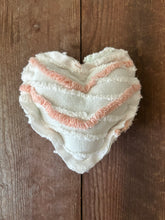 Load image into Gallery viewer, Vintage White and Pink Floral Chenille heart