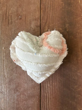 Load image into Gallery viewer, Vintage white and pink stripe Chenille heart