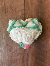 Load image into Gallery viewer, Vintage white and yellow floral Chenille heart