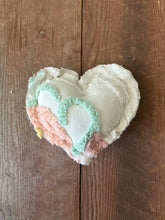 Load image into Gallery viewer, Vintage Green and Peach Chenille heart