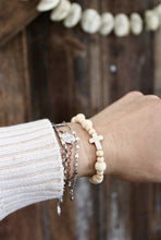 Load image into Gallery viewer, 12 Natural Wood Bead Howlite Cross Prayer Bracelets
