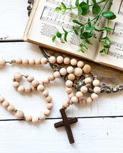 Load image into Gallery viewer, Small Natural Wood Bead Rosary