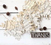 Load image into Gallery viewer, Vintage Hymnal Music Page Leaf Garland 6ft-100 hand cut leaves