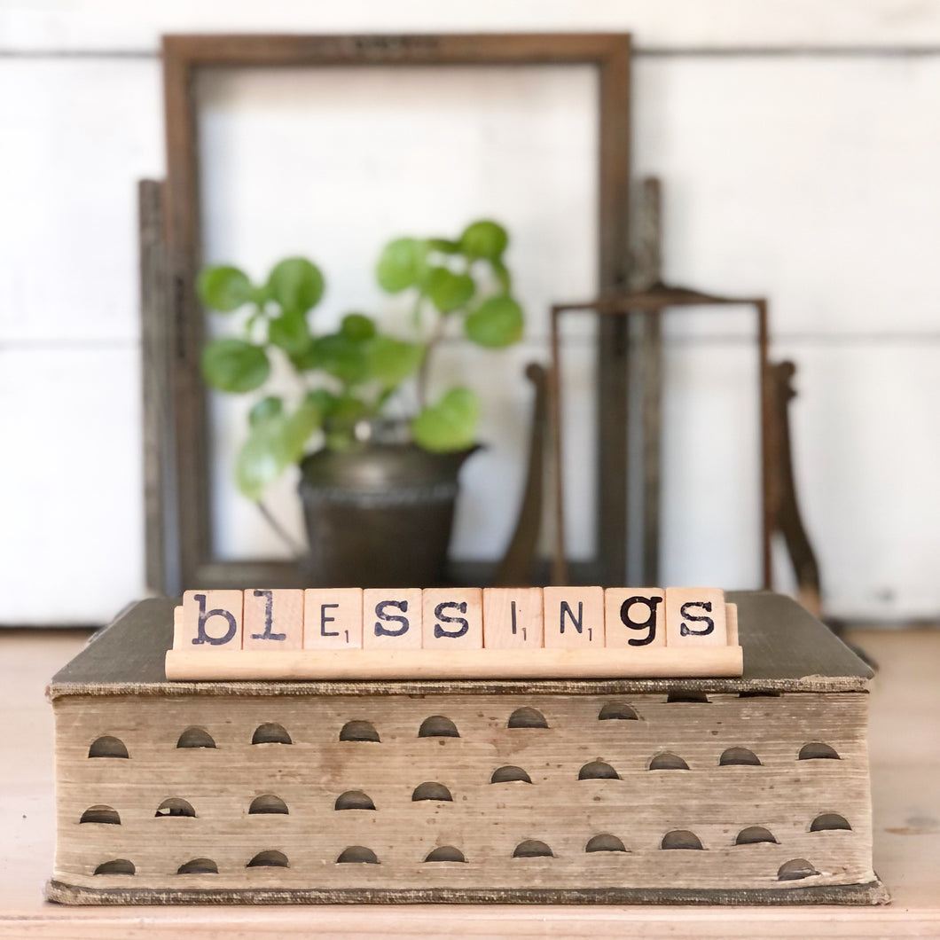 Blessings Vintage Scrabble Sign
