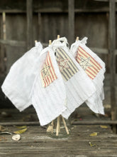 Load image into Gallery viewer, Vintage Chenille American Flag with Blue Ticking Stripe-FREEDOM, AMERICA, LIBERTY
