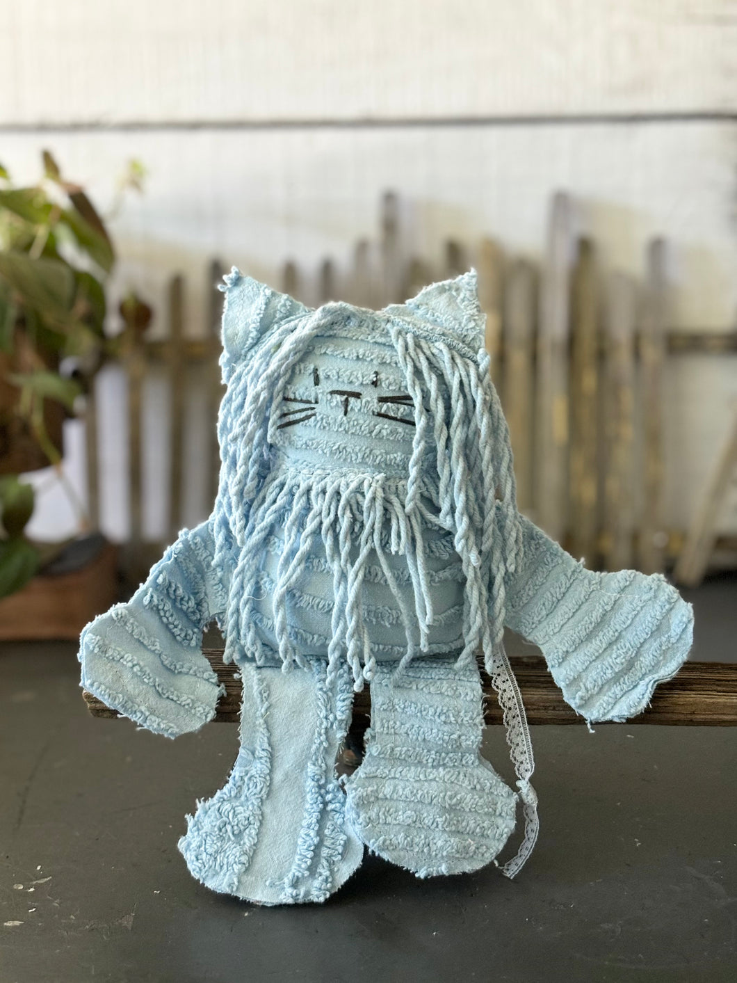 Vintage Blue Chenille Lion