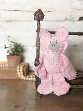 Load image into Gallery viewer, Pink Bates Hobnail Vintage Chenille Piglet
