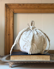 Load image into Gallery viewer, Vintage Lace and Driftwood Pumpkin

