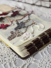Load image into Gallery viewer, Crochet Cross Bookmark with wood bead
