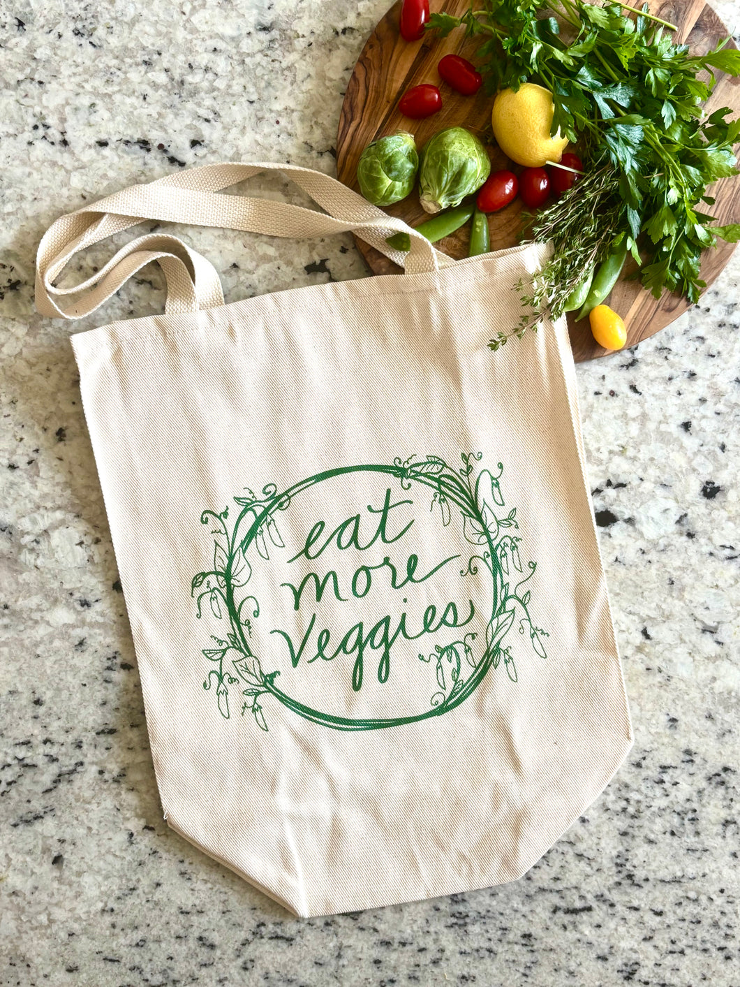 Eat More Veggies Grocery/Market/Farmers Market Bag Genesis 1:29 Bible verse