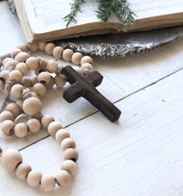 Load image into Gallery viewer, 3 Medium Natural Wood Rosaries Wholesale
