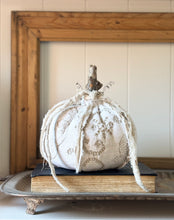 Load image into Gallery viewer, Vintage Lace and Driftwood Pumpkin
