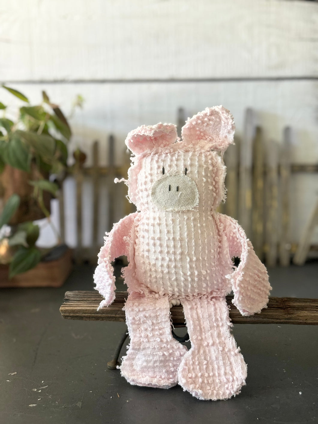 Pink Bates Hobnail Vintage Chenille Piglet