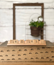 Load image into Gallery viewer, Mr &amp; Mrs Vintage Scrabble Sign with CUSTOM date option
