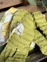 Load image into Gallery viewer, Vintage Avocado Green Chenille and Vintage Fabric Bunny
