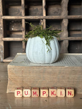 Load image into Gallery viewer, Concrete Moss and Twig Jack O lantern Pumpkin
