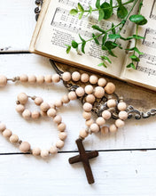 Load image into Gallery viewer, 3 Small Natural Wood Bead Rosaries Wholesale
