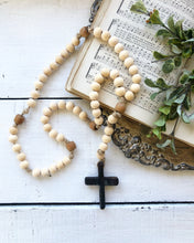 Load image into Gallery viewer, Small Natural Wood and Vintage Bead Rosary
