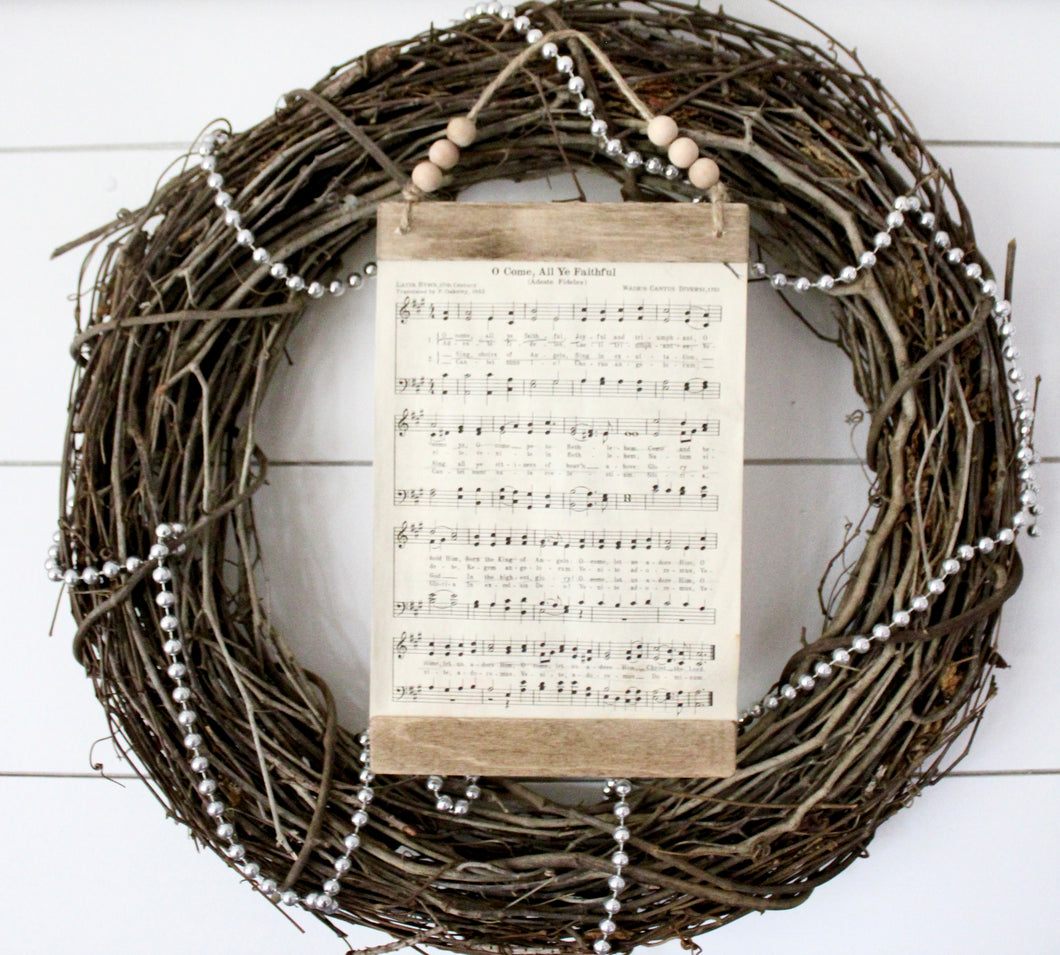 Vintage O Come, All Ye Faithful Christmas Carol Scroll