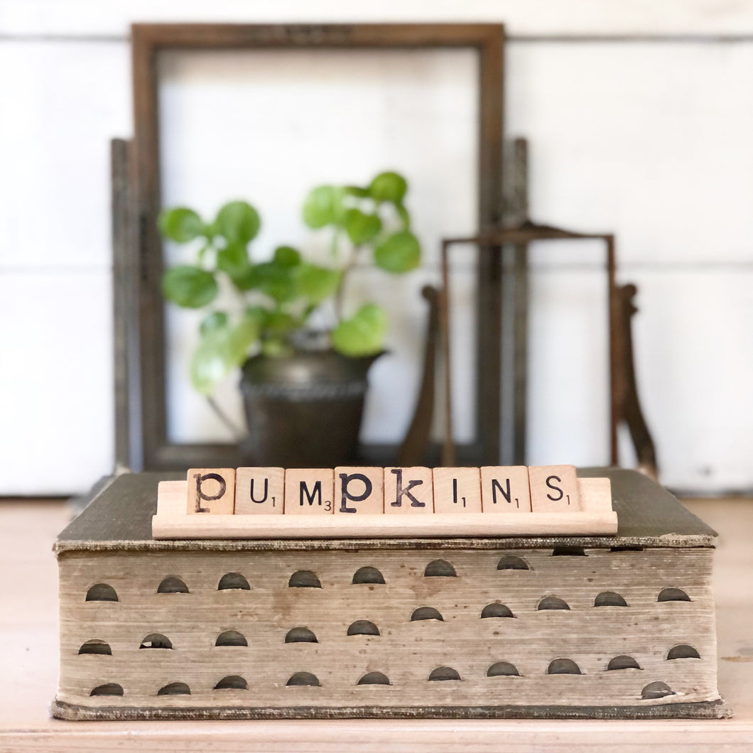 Pumpkins Vintage Scrabble Sign