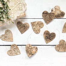 Load image into Gallery viewer, Rustic Small Primitive Wood Bark Heart Garland
