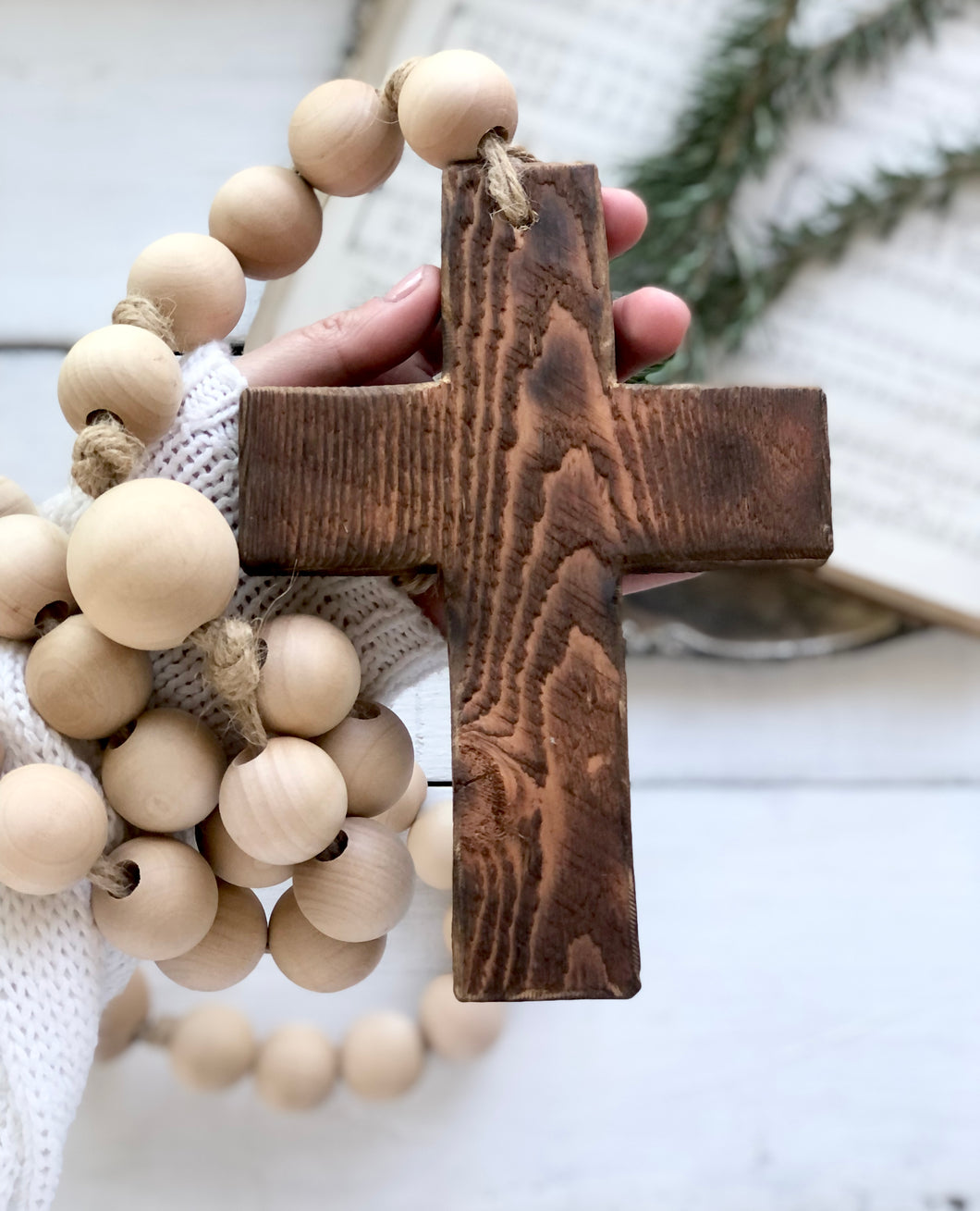 Giant Vintage Natural Wood Bead Rosary