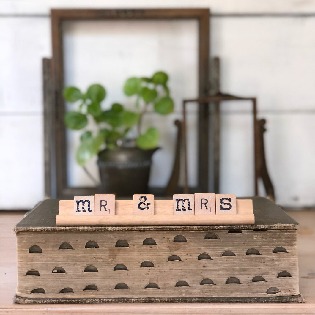 Mr & Mrs Vintage Scrabble Sign