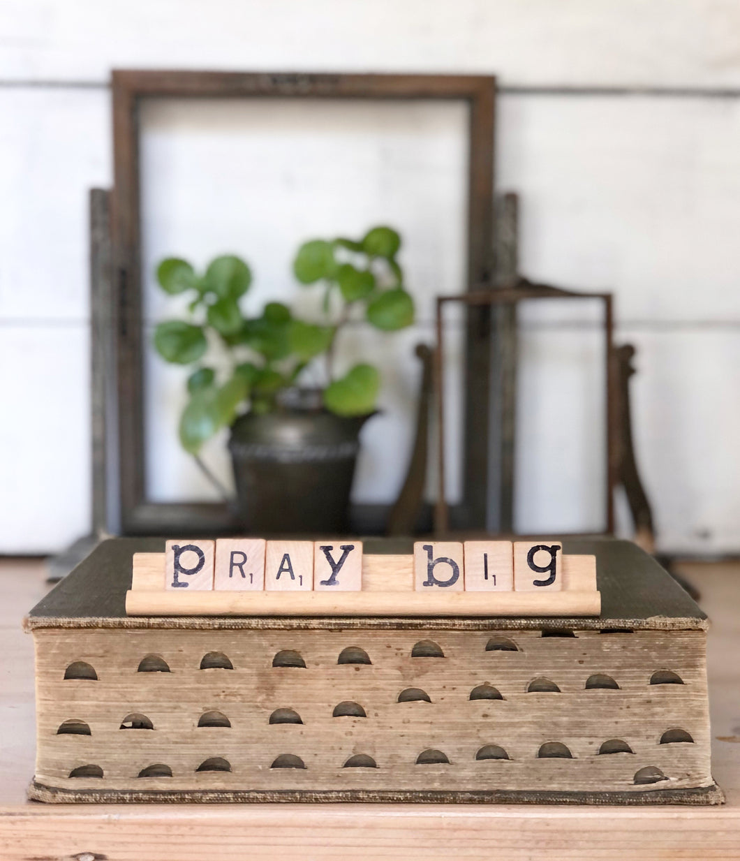Pray Big Vintage Scrabble Sign
