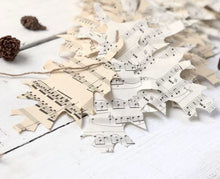 Load image into Gallery viewer, Vintage Hymnal Music Page Leaf Garland 6ft-100 hand cut leaves
