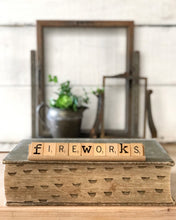 Load image into Gallery viewer, Fireworks Vintage Scrabble Sign
