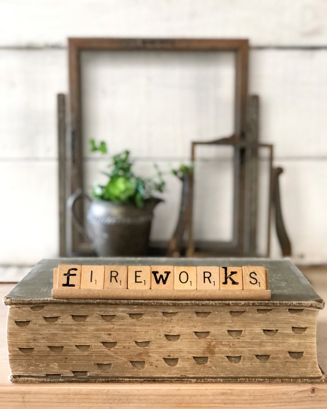 Fireworks Vintage Scrabble Sign
