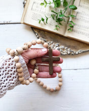 Load image into Gallery viewer, Small Natural Wood Bead Rosary
