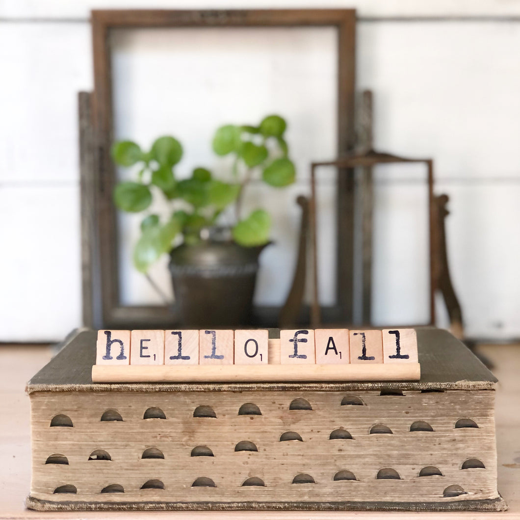 Hello Fall Vintage Scrabble Sign