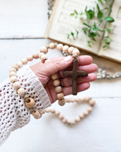 Load image into Gallery viewer, Small Natural Wood Bead Rosary
