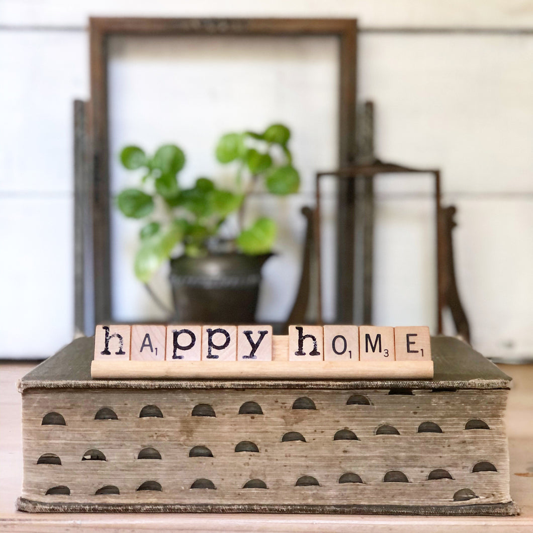 Happy Home Vintage Scrabble Sign